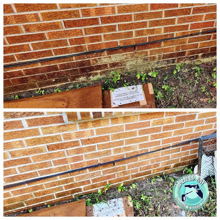Before and after brick cleaning